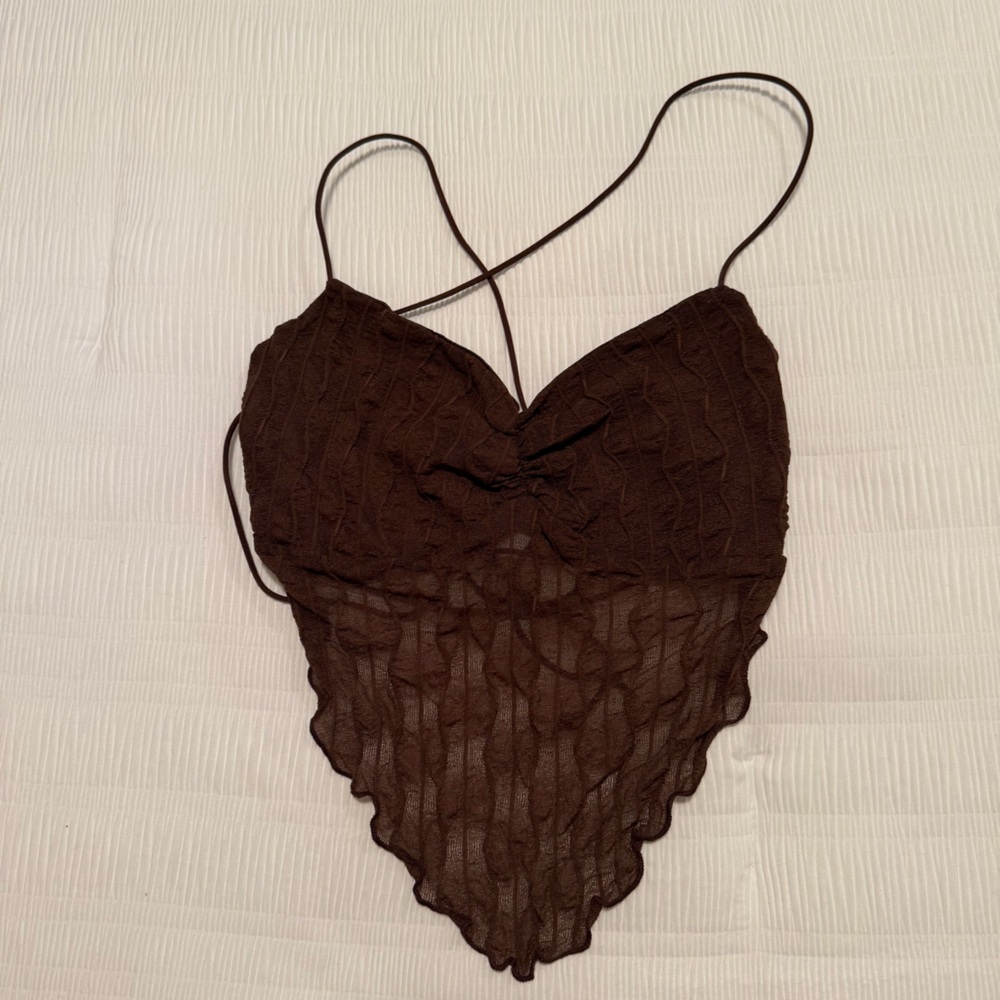 Brown Backless Strappy Top